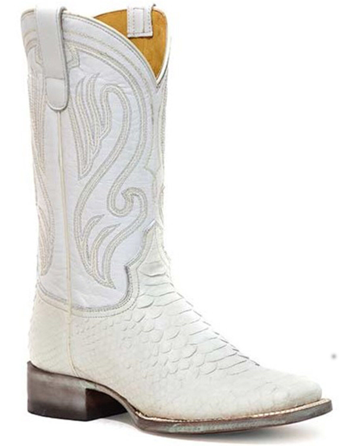 Roper Women's Oakley Python Backcut Exotic Western Fashion Boots - Square Toe, White, hi-res