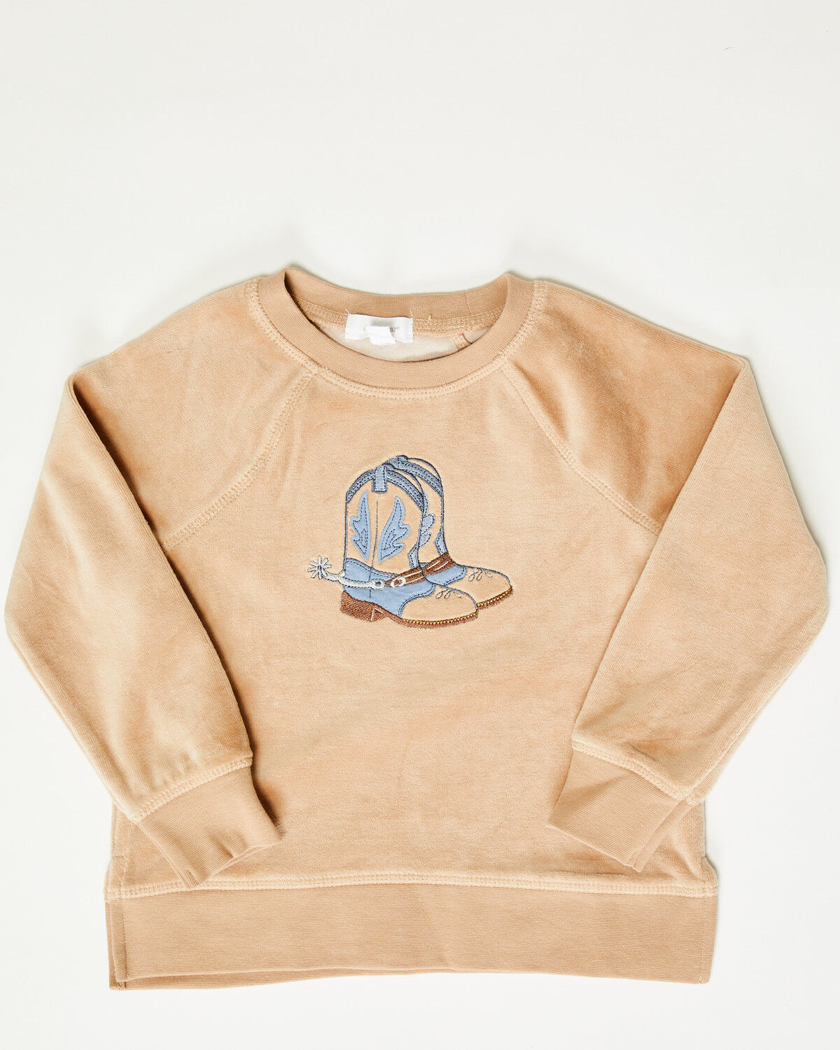Angel Dear Toddler Boys' Cowboy Boots Velour Pullover Sweatshirt, Brown, hi-res