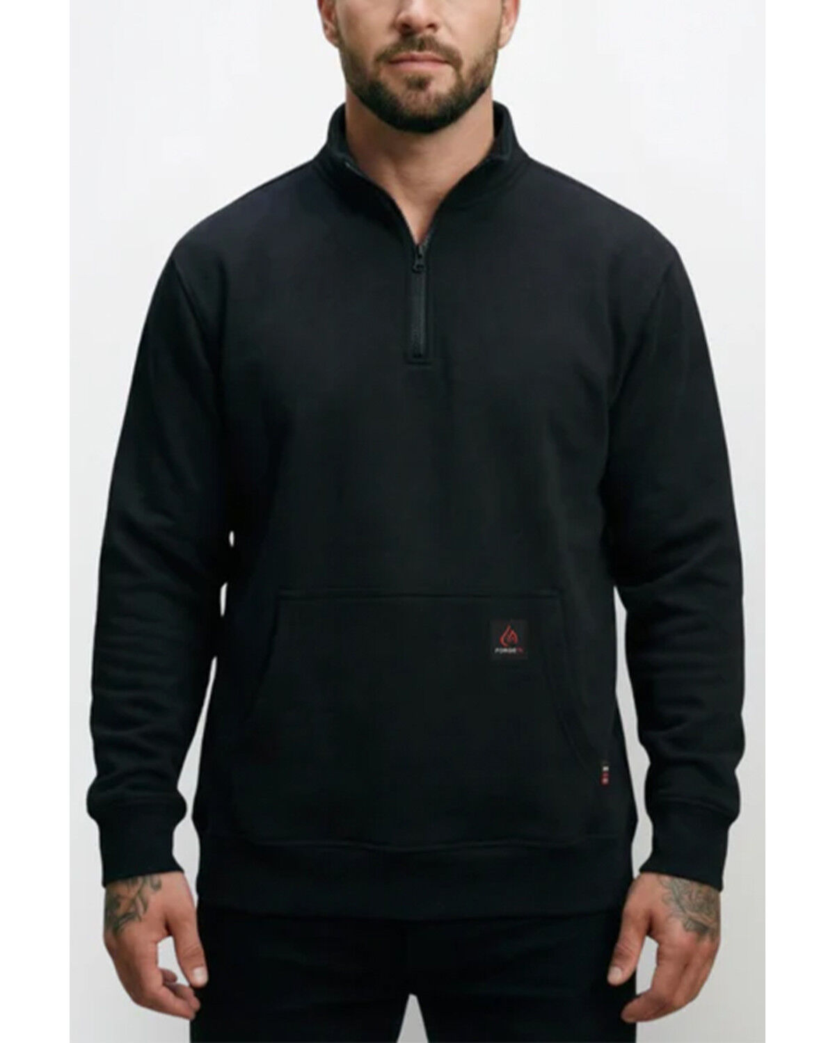 Forge Workwear Men's FR 1/4 Zip Work Pullover Sweater, Black, hi-res