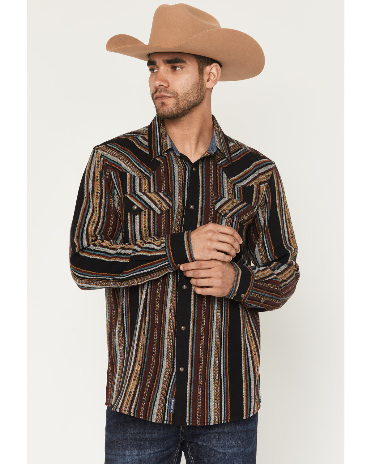 Image #1 - Moonshine Spirit&reg; Men's Reverend Striped Print Long Sleeve Snap Flannel Shirt, Multi, hi-res