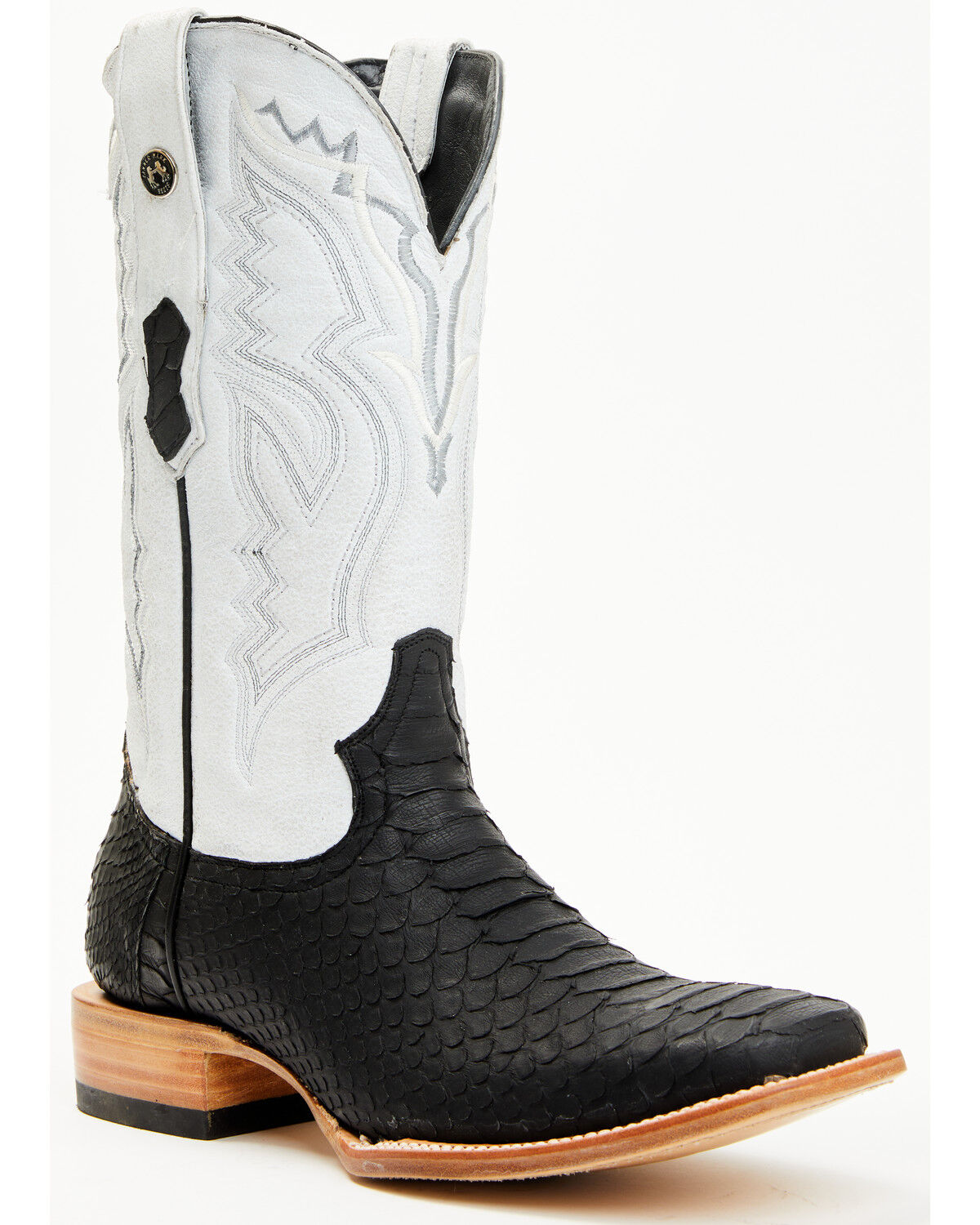 Tanner Mark Men's Jumbo Python Exotic Western Boots - Broad Square Toe, Black, hi-res