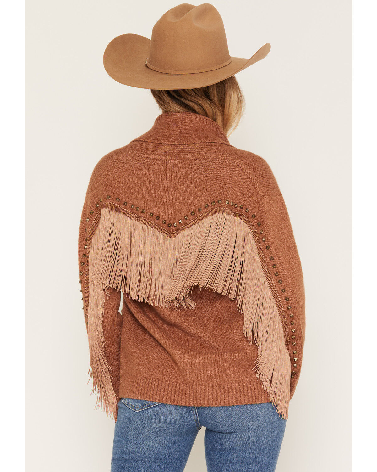 Image #4 - Idyllwind Women's Hicks Studded Fringe Button-Down Cardigan, Bark, hi-res