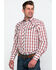 Image #3 - Roper Men's Large Fancy Plaid Long Sleeve Western Shirt, Red, hi-res