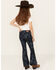 Image #3 - Shyanne Little Girls' Dark Wash Allover Printed Flare Jeans, Dark Wash, hi-res