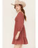 Image #2 - Jolt Women's Rouched Front Embroidered Dress, Rust Copper, hi-res