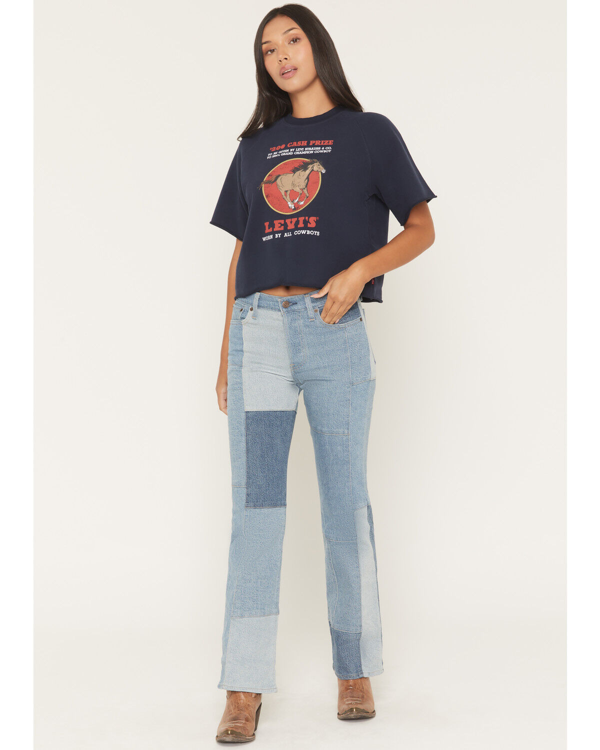Levi's Women's Patchwork High Rise Wedgie Bootcut Stretch Denim Jeans, Multi, hi-res