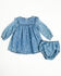 Image #1 - Wrangler Infant Girls' Horseshoe Print Denim Dress Set - 2 Piece, Blue, hi-res
