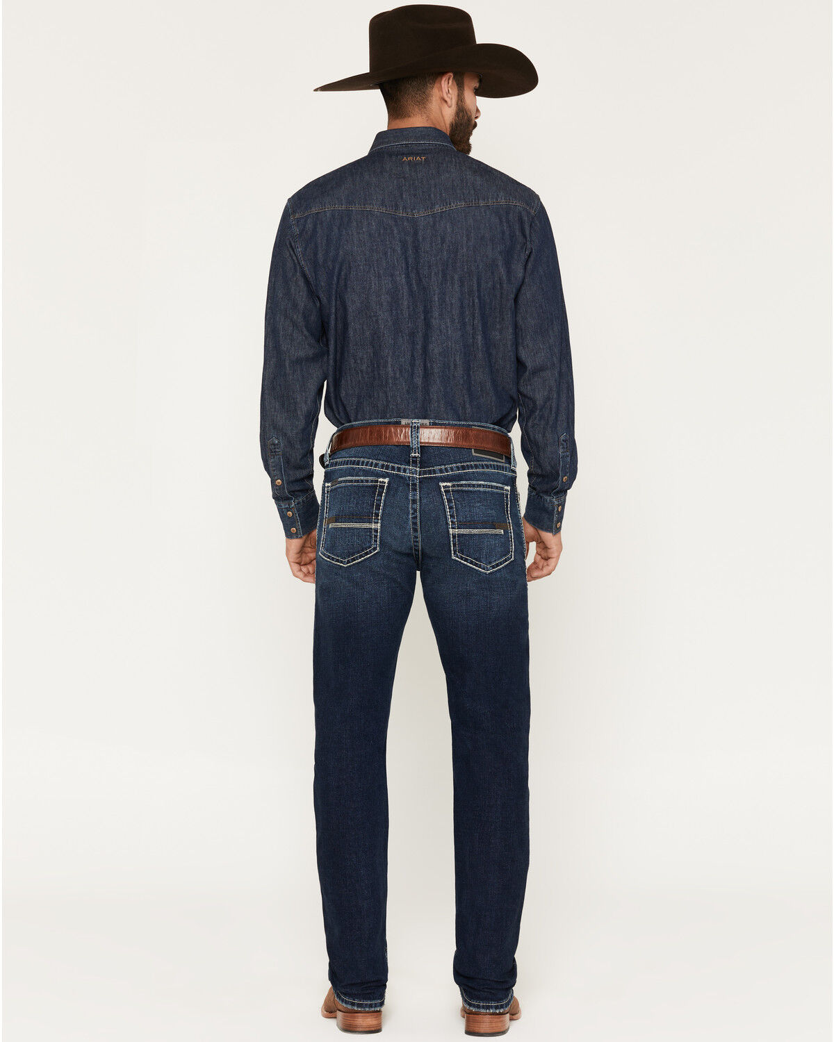 Image #3 - Ariat Men's M8 Hillcrest Carlington Dark Wash Straight Stretch Denim Jeans, Dark Wash, hi-res