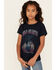 Image #1 - Shyanne Girls' Wild Hearts Short Sleeve Graphic Tee, Indigo, hi-res