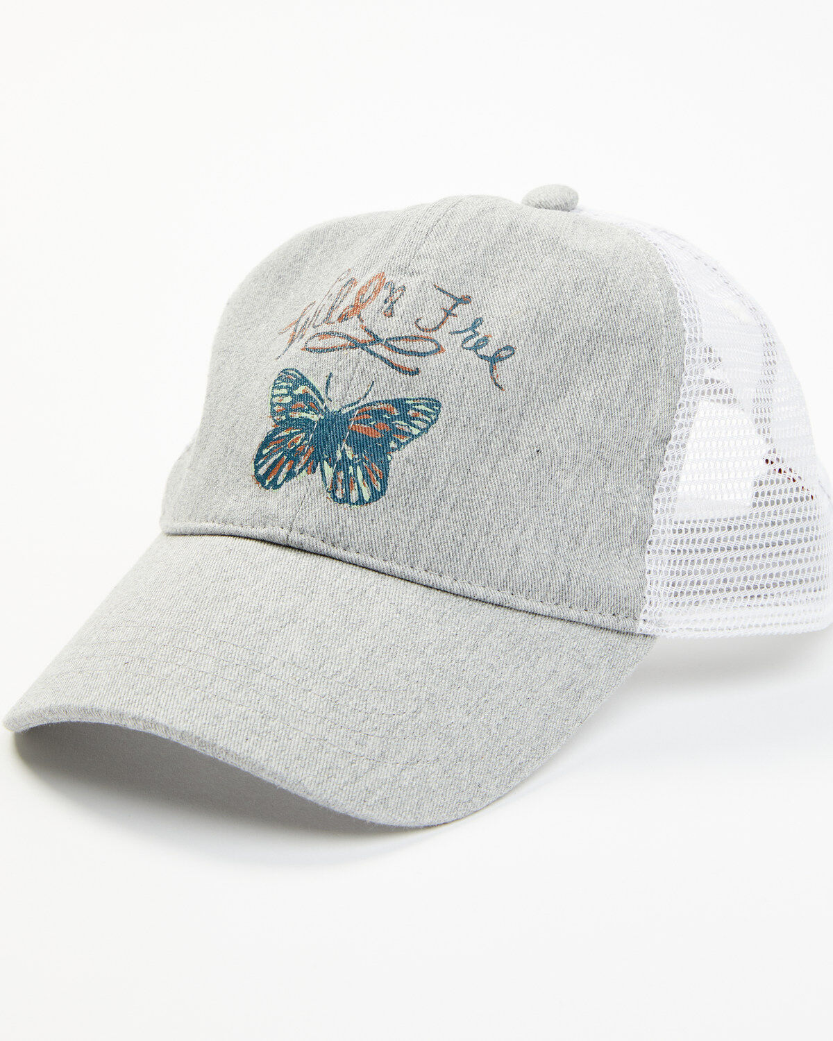 Image #1 - Shyanne Women's Wild & Free Butterfly Mesh-Back Ball Cap, Light Grey, hi-res