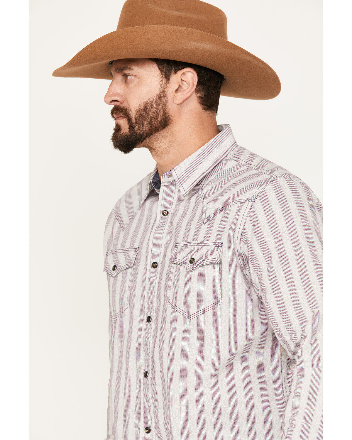 Image #2 - Moonshine Spirit&reg; Men's Cosmic Dobby Striped Long Sleeve Western Snap Shirt, Purple, hi-res