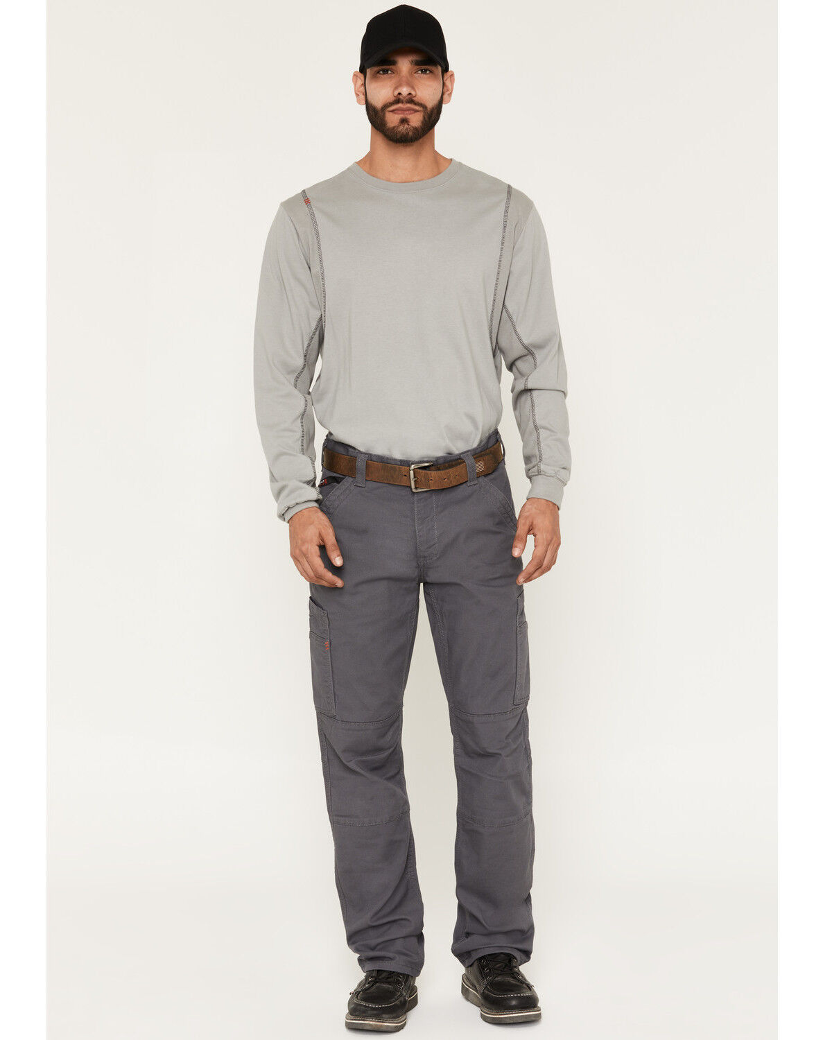 Ariat Men's Grey FR M5 Duralight Stretch Canvas Straight Work Pants - Big, Grey, hi-res