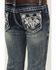 Image #4 - Grace in LA Little Girls' Medium Wash Steer Head Pocket Stretch Bootcut Jeans , Medium Wash, hi-res