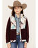 Image #1 - Hooey Girls' Geo Print Color Block Softshell Jacket, Burgundy, hi-res