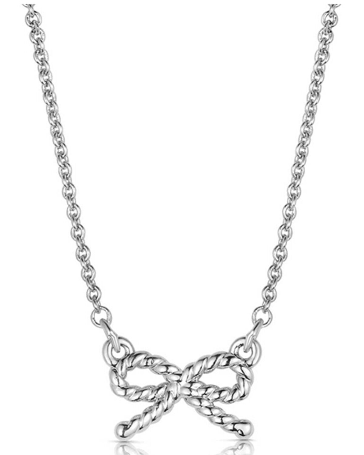 Image #2 - Montana Silversmiths Women's Roped Bow Necklace, Silver, hi-res