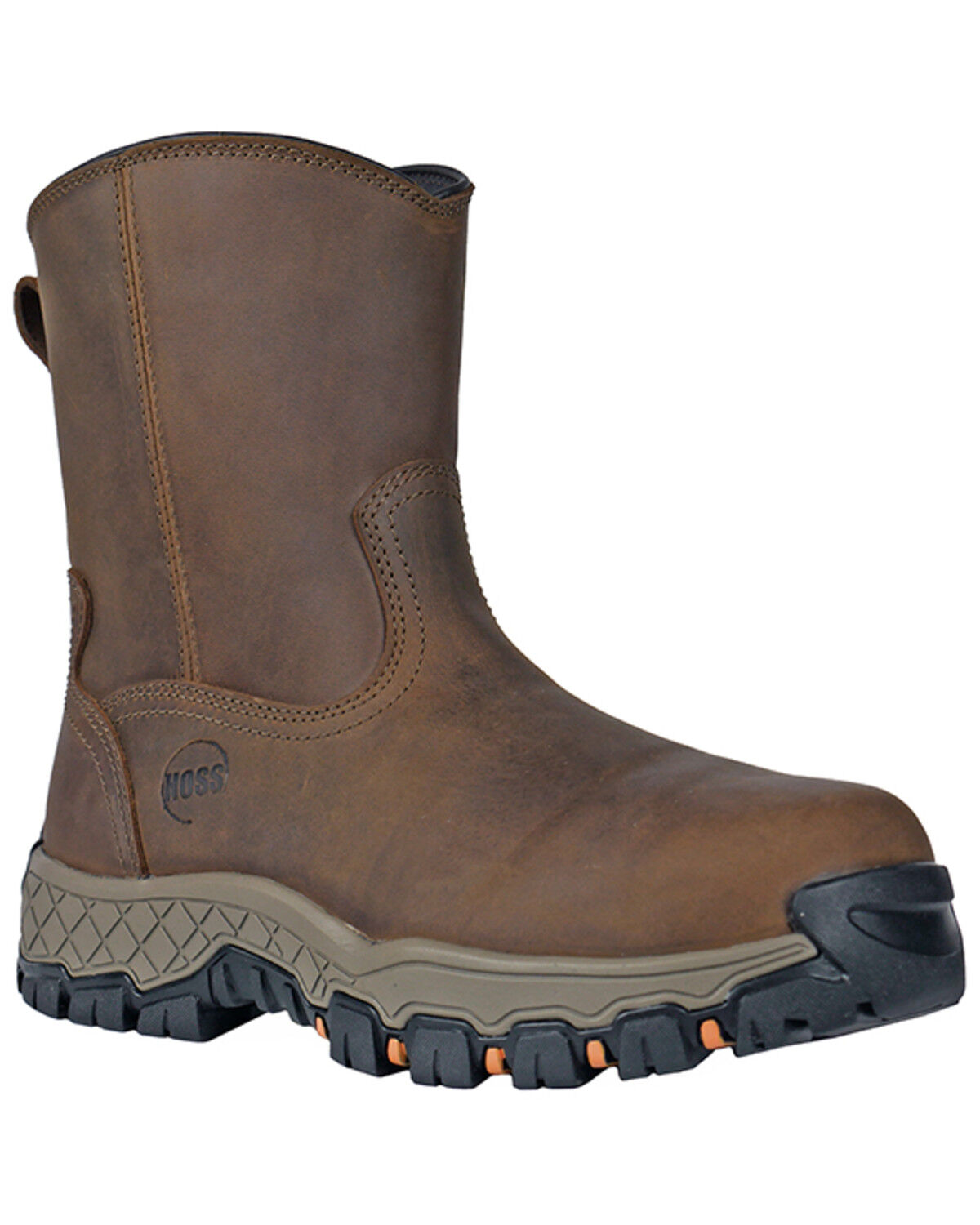 Hoss Men's 8" Waterproof Side-Zip Work Boots - Composite Toe, Brown, hi-res
