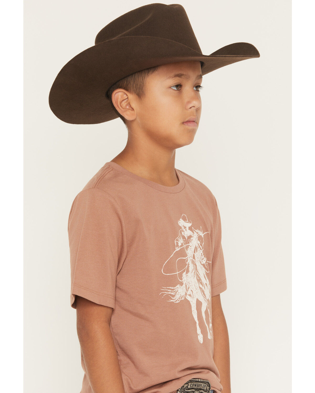 Image #2 - Sable Sky Boys' Horse Rider Short Sleeve Graphic T-Shirt, Brown, hi-res