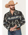 Image #1 - Cody James Men's Sun Burn Southwestern Print Long Sleeve Snap Flannel Shirt, Black, hi-res