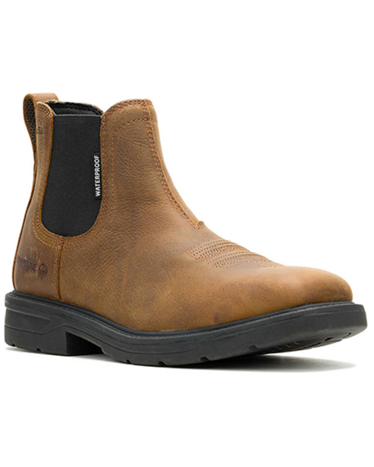 Wolverine Men's Rancher Level Chelsea Slip-On Work Boots - Steel Toe, Brown, hi-res