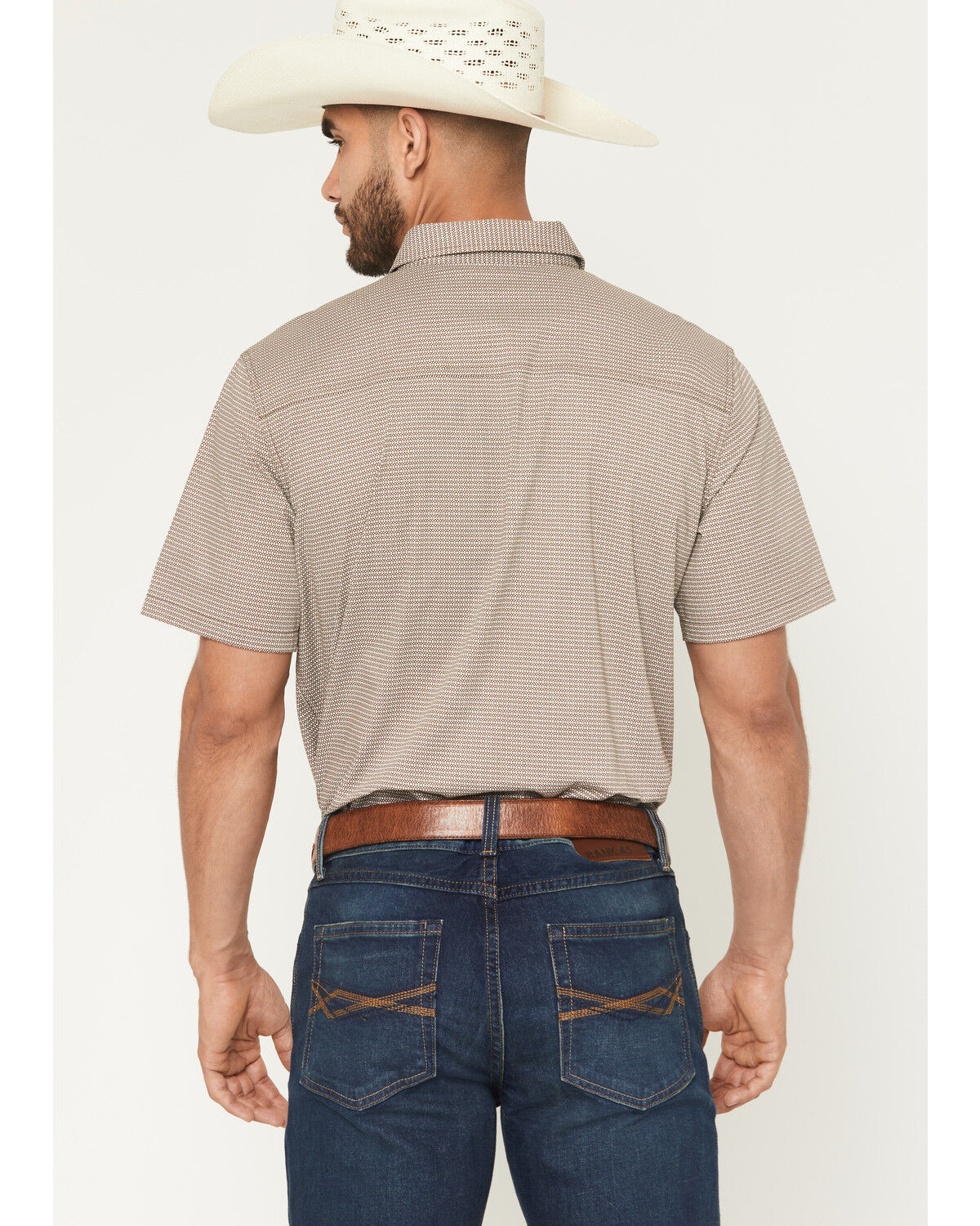 Image #4 - RANK 45&reg; Men's Canyon Echo Micro Geo Print Short Sleeve Button-Down Stretch Western Shirt, Lt Brown, hi-res