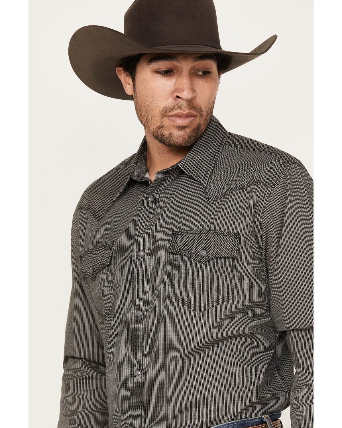 Image #2 - Moonshine Spirit&reg; Men's Country Night Striped Long Sleeve Western Snap Shirt, Navy, hi-res