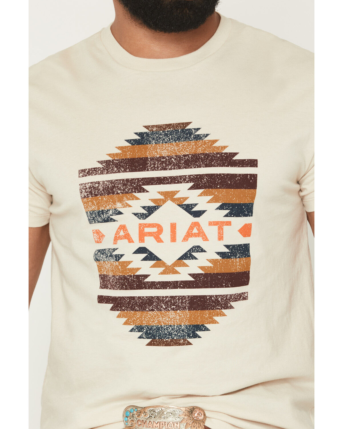 Image #3 - Ariat Men's Zapoteco Geo Print Short Sleeve Graphic T-Shirt, Natural, hi-res