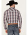 Image #4 - Moonshine Spirit&reg; Men's Back Stage Plaid Print Long Sleeve Snap Western Shirt, Purple, hi-res