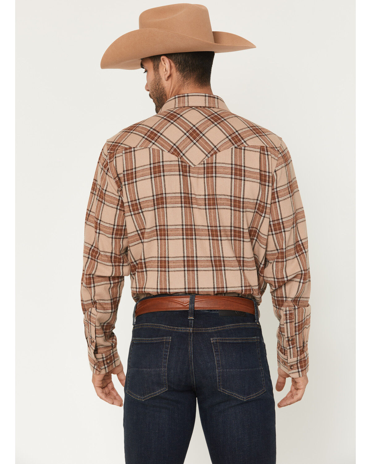 Image #4 - Cody James Black 1978&reg; Men's Brenden Plaid Print Long Sleeve Button-Down Flannel Shirt, Tan, hi-res