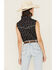 Image #4 - Cowgirl Hardware Women's Branded Print Sleeveless Rhinestone Snap Stretch Western Shirt, , hi-res