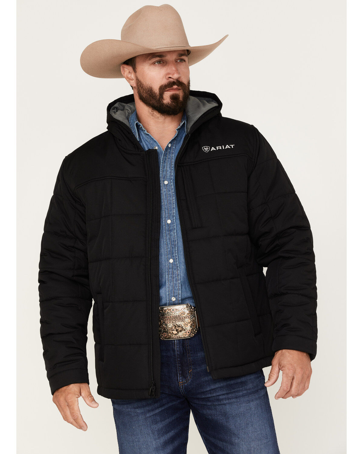 Image #1 - Ariat Men's Crius Insulated Hooded Jacket, Black, hi-res