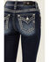 Image #2 - Miss Me Women's Dark Wash Mid Rise Barbed Wire Stitch Pocket Bootcut Stretch Denim Jeans, Dark Wash, hi-res