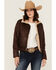 Image #1 - Shyanne Women's Shearling Lined Faux Suede Jacket, Dark Brown, hi-res