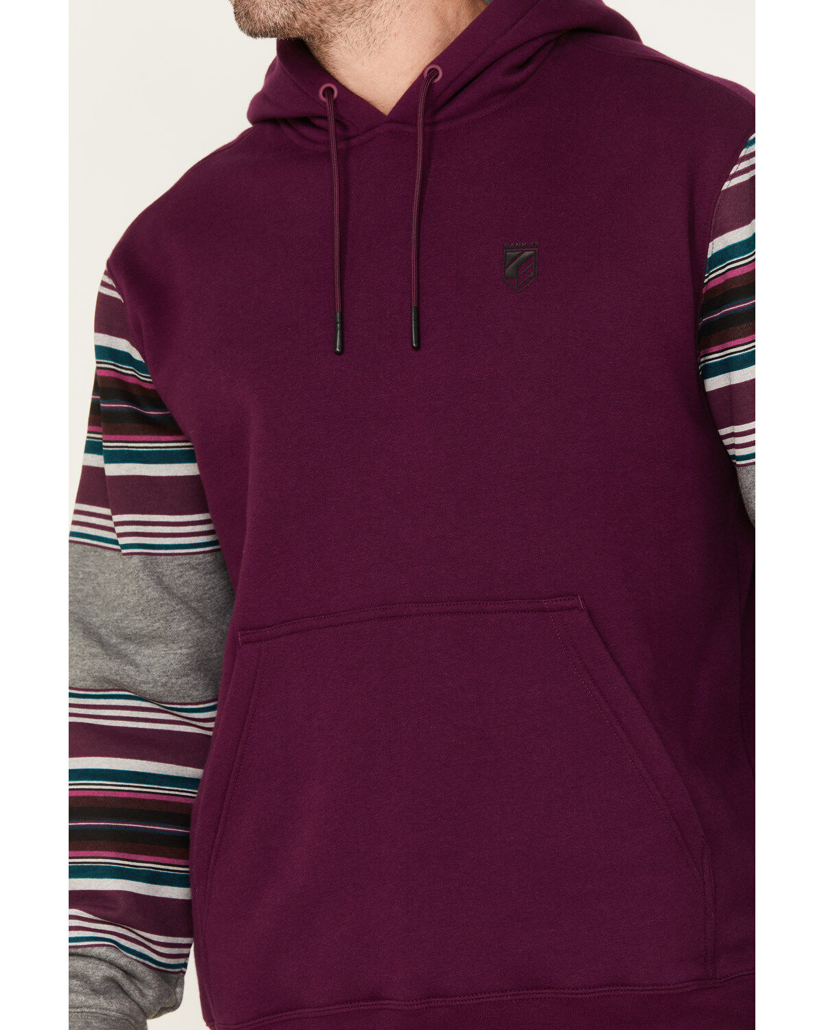 Image #3 - RANK 45&reg; Renegade Striped Sleeve Hooded Sweatshirt, Purple, hi-res