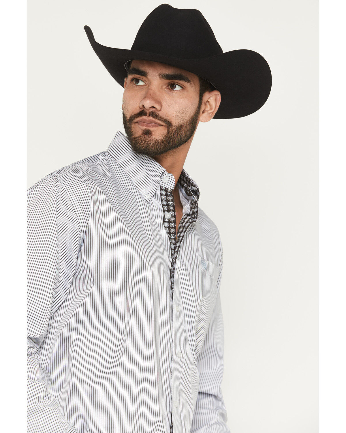 Image #2 - Cinch Men's Striped Print Tencel Long Sleeve Button-Down Western Shirt, White, hi-res