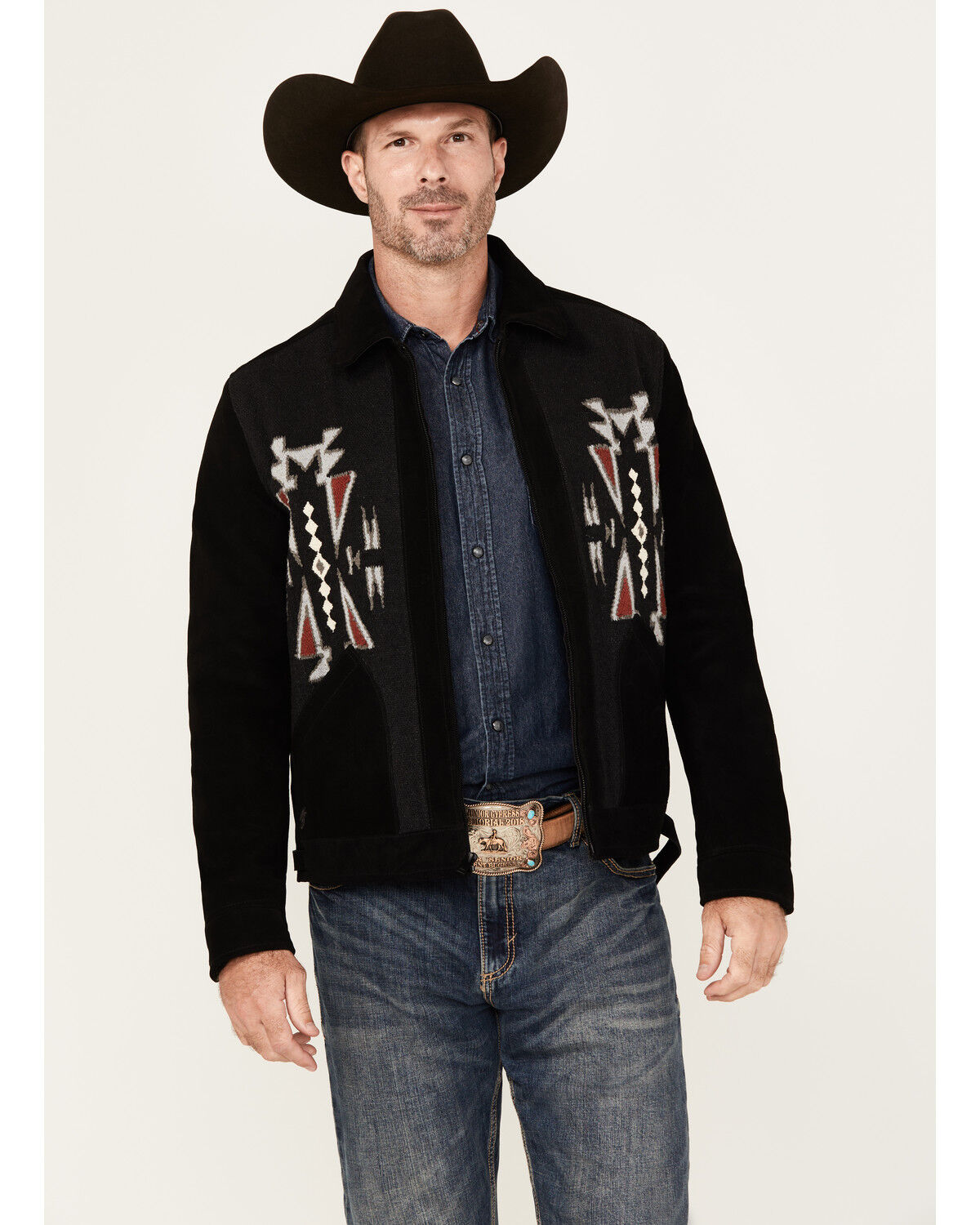Image #1 - Moonshine Spirit&reg; Men's Puebla Suede Zip Jacket, Black, hi-res