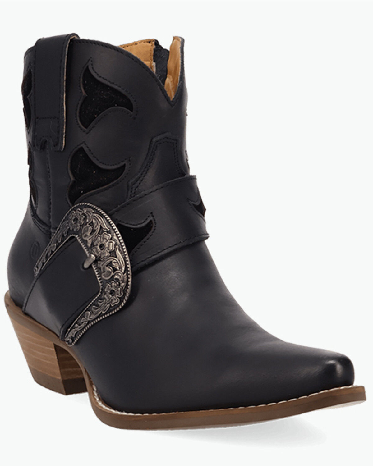 Image #1 - Dingo Women's Saddle Up Western Booties - Snip Toe, Black, hi-res