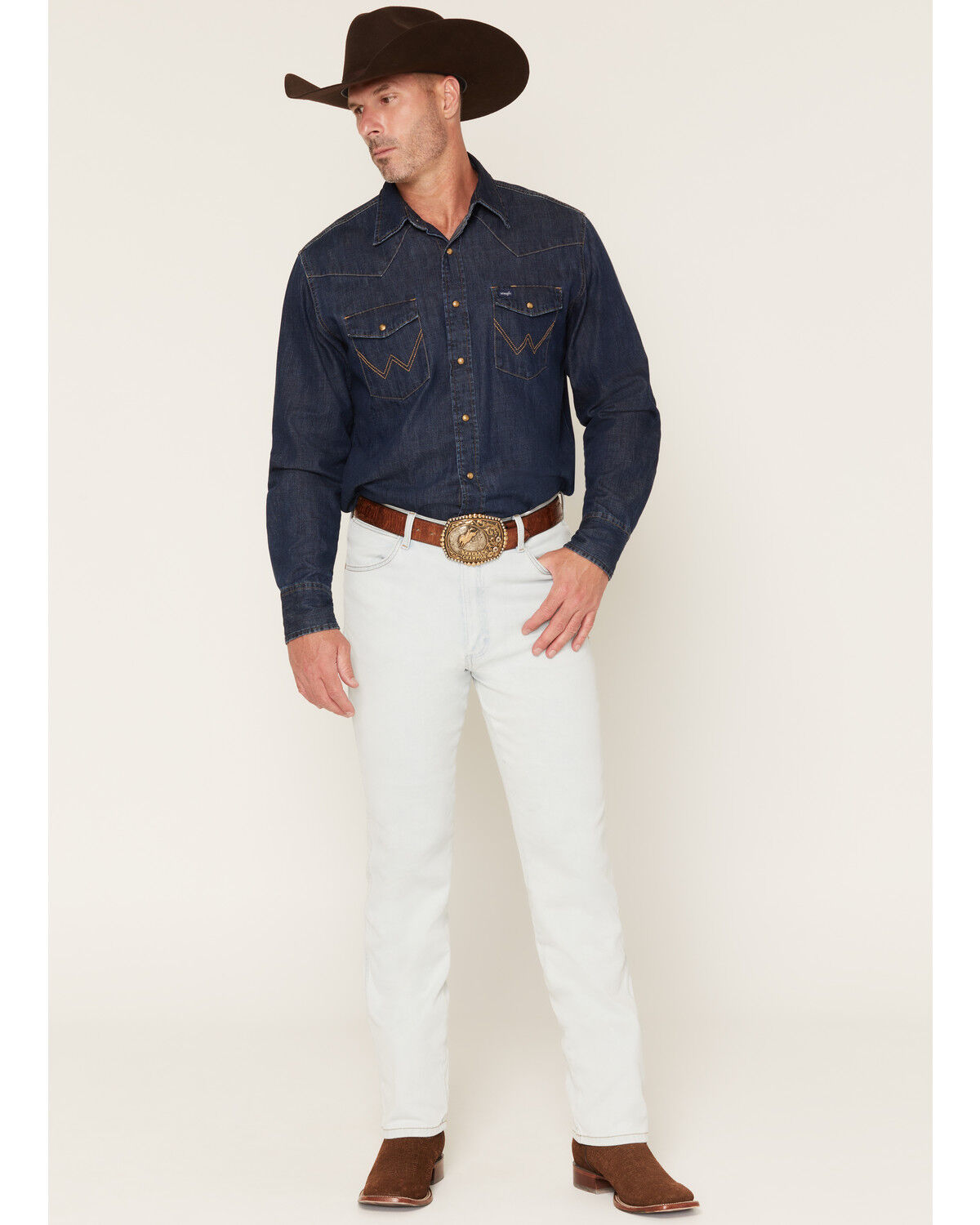 Wrangler Men's 936 Toughlite Light Wash Cowboy Cut Slim Straight Stretch Denim Jeans, Light Wash, hi-res