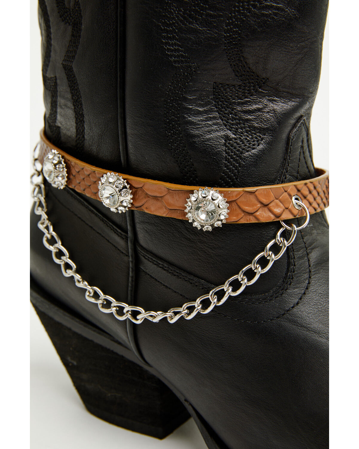 Image #4 - Shyanne Women's Rhinestone Concho Boot Bracelet with Chain, Brown, hi-res