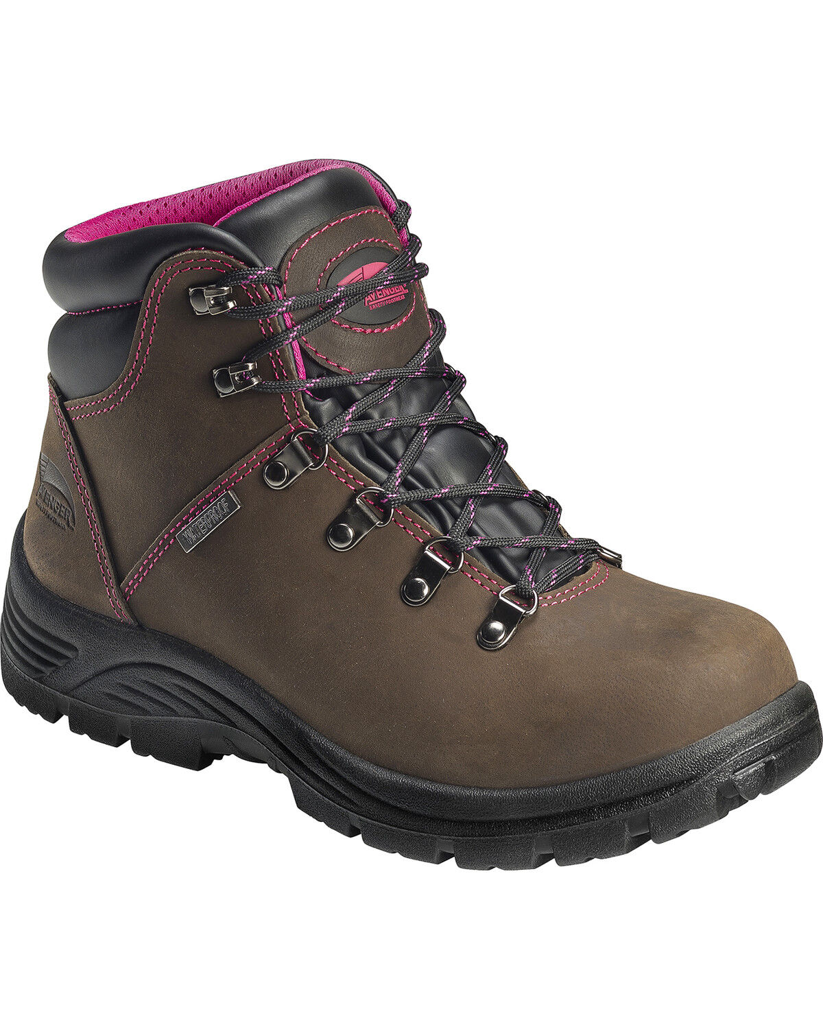 Image #1 - Avenger Women's Waterproof Steel Safety Toe Hiking Boots, Brown, hi-res