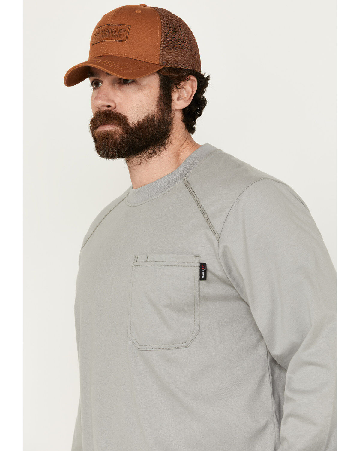 Image #2 - Hawx Men's FR Long Sleeve Pocket T-Shirt - Tall, Silver, hi-res