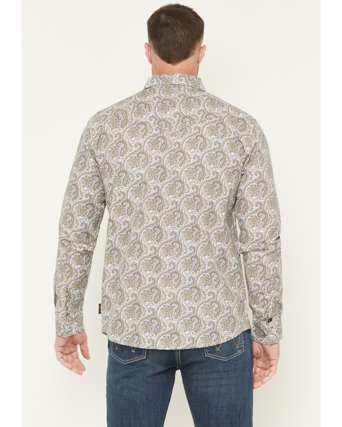 Image #4 - Cody James Men's FR Paisley Print Long Sleeve Snap Work Shirt, Tan, hi-res