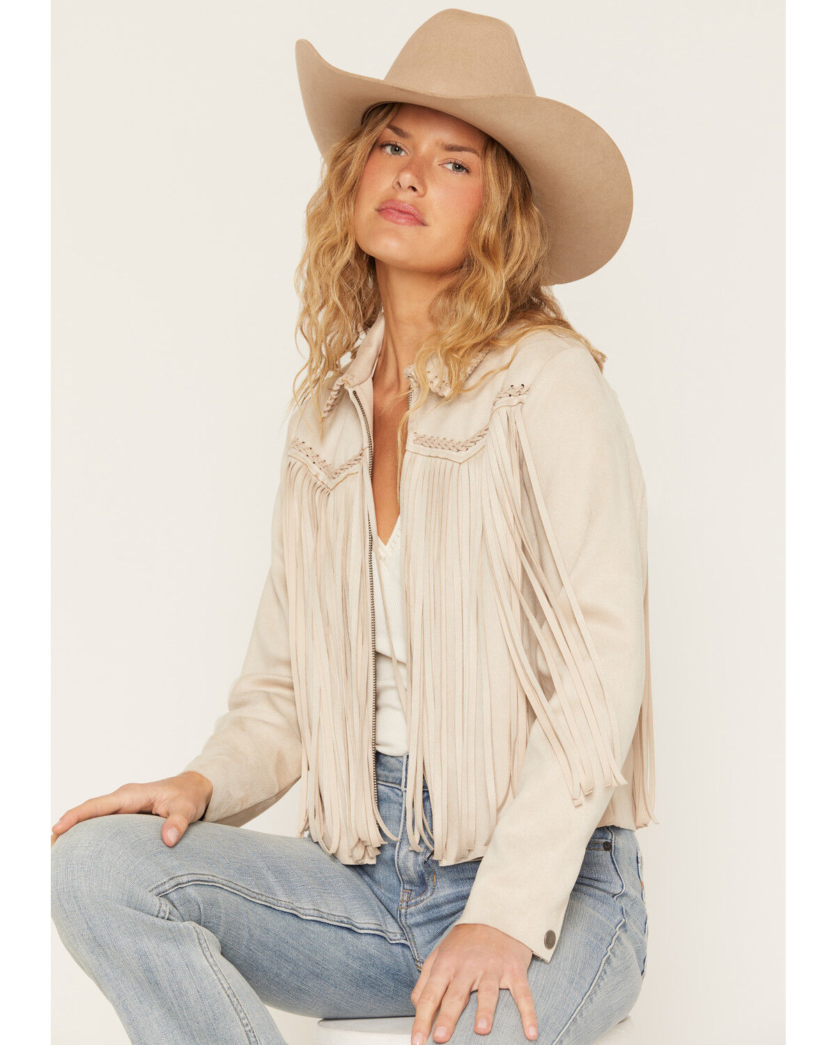 Idyllwind Women's Breckston Faux Suede Fringe Jacket, Sand, hi-res