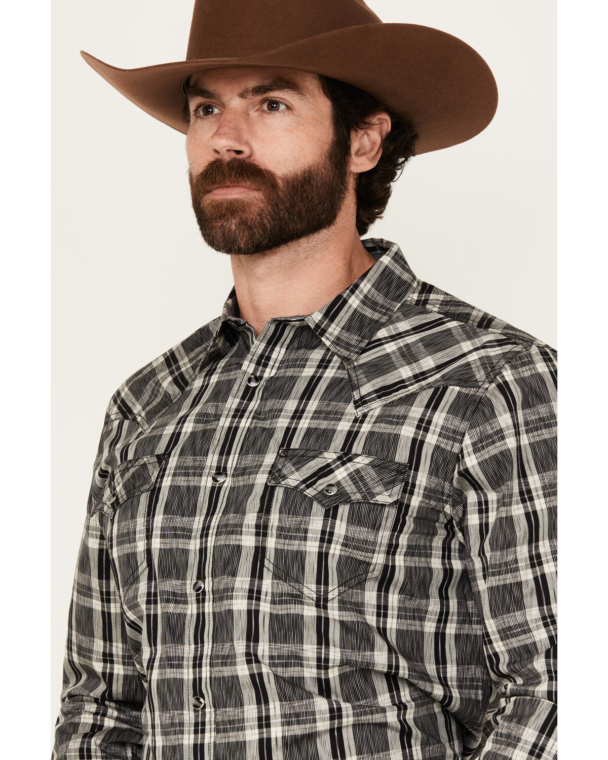 Image #2 - Cody James Men's Denton Plaid Print Long Sleeve Snap Western Shirt - Tall, , hi-res