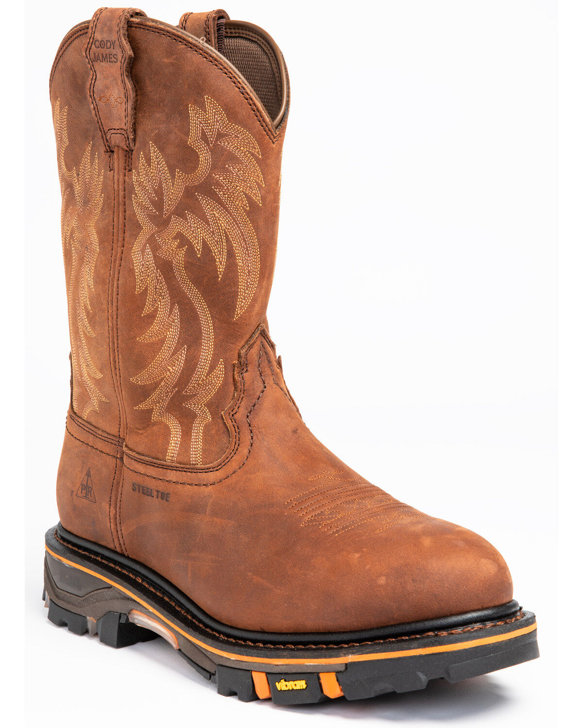 Image #1 - Cody James Men's 11" Waterproof Decimator Western Work Boots - Steel Toe, Brown, hi-res