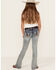 Image #3 - Grace in LA Girls' Light Wash Horseshoe Floral Bootcut Denim Jeans , Light Wash, hi-res