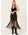 Image #1 - Wonderwest Women's Chain and Braid Fringe Leather Skirt, Black, hi-res