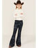 Image #1 - Shyanne Girls' Dark Wash Allover Printed Flare Jeans, Dark Wash, hi-res