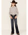 Image #4 - Rock & Roll Denim Girls' Southwestern Buffalo Print Pearl Snap Western Shirt, Natural, hi-res