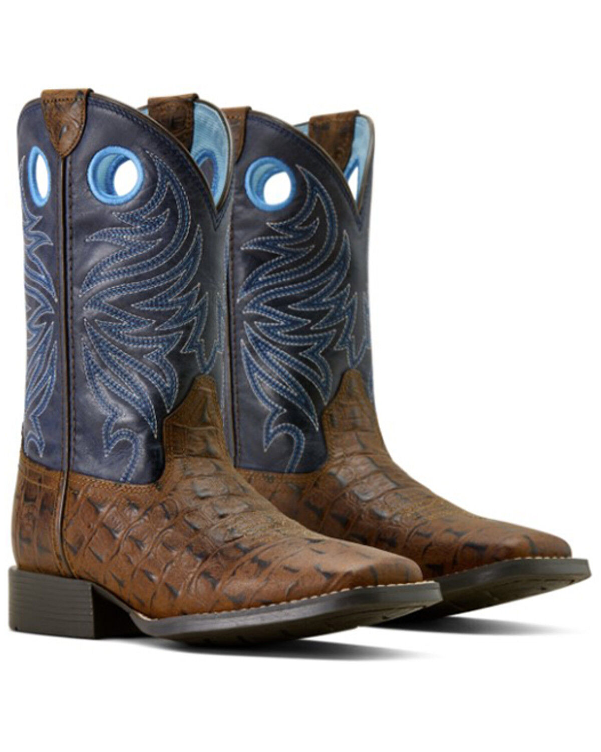 Image #4 - Ariat Boys' Knox Crocodile Print Western Print Western Boots - Broad Square Toe, Navy, hi-res