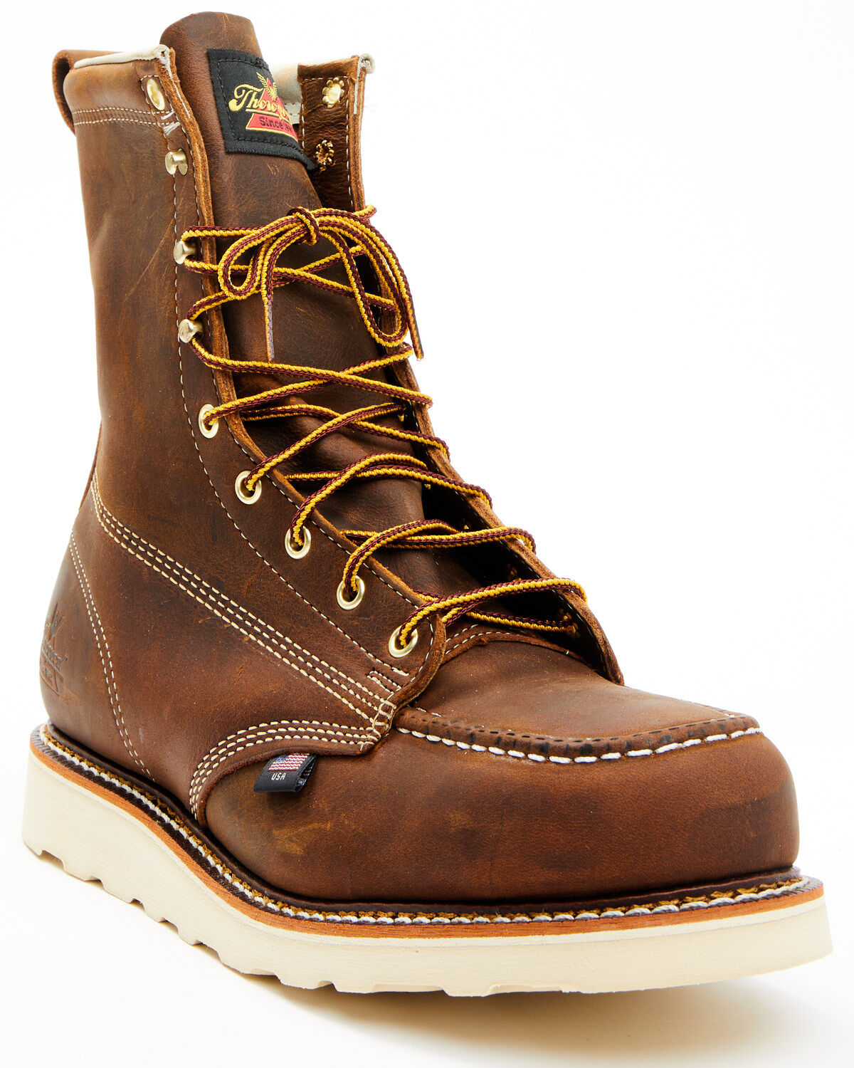 Image #1 - Thorogood Men's 8" American Heritage MAXWear Wedge&trade; Moc Work Boots - Steel Toe, Brown, hi-res